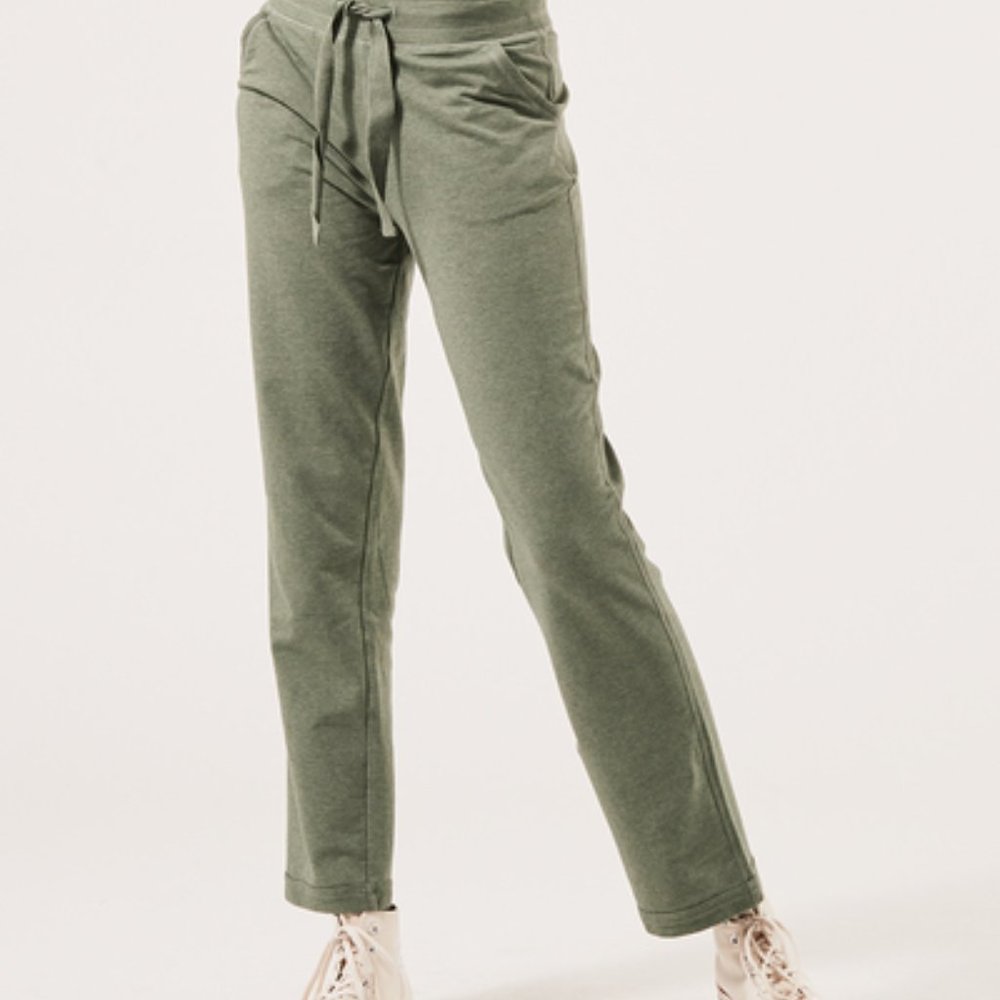 Pact organic straight leg terry pants heather green Large